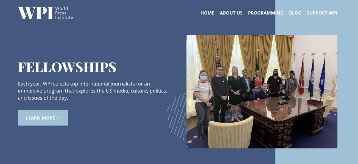 World Press Institute Fellowship (<a href="/worldpressinst/">World Press Institute</a>)

This fellowship for experienced journalists is aimed at improving understanding of American journalism. 

Apply by Feb 15: twp.ai/1QRPRu