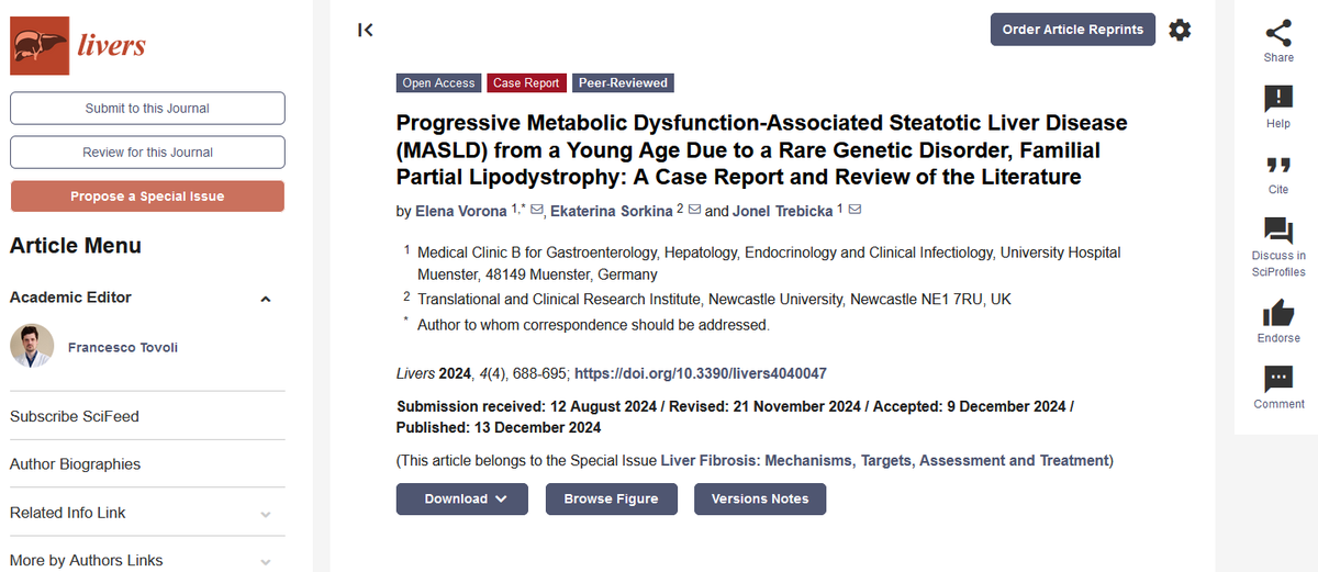 LiversMdpi's tweet photo. #mdpilivers
Welcome to read this case report "Progressive #MetabolicDysfunction-Associated #Steatotic #Liver Disease (#MASLD) from a Young Age Due to a Rare Genetic Disorder, Familial Partial Lipodystrophy".
Free full-text:
https://t.co/BDDlewg8Hz https://t.co/sTEfkXFtSl