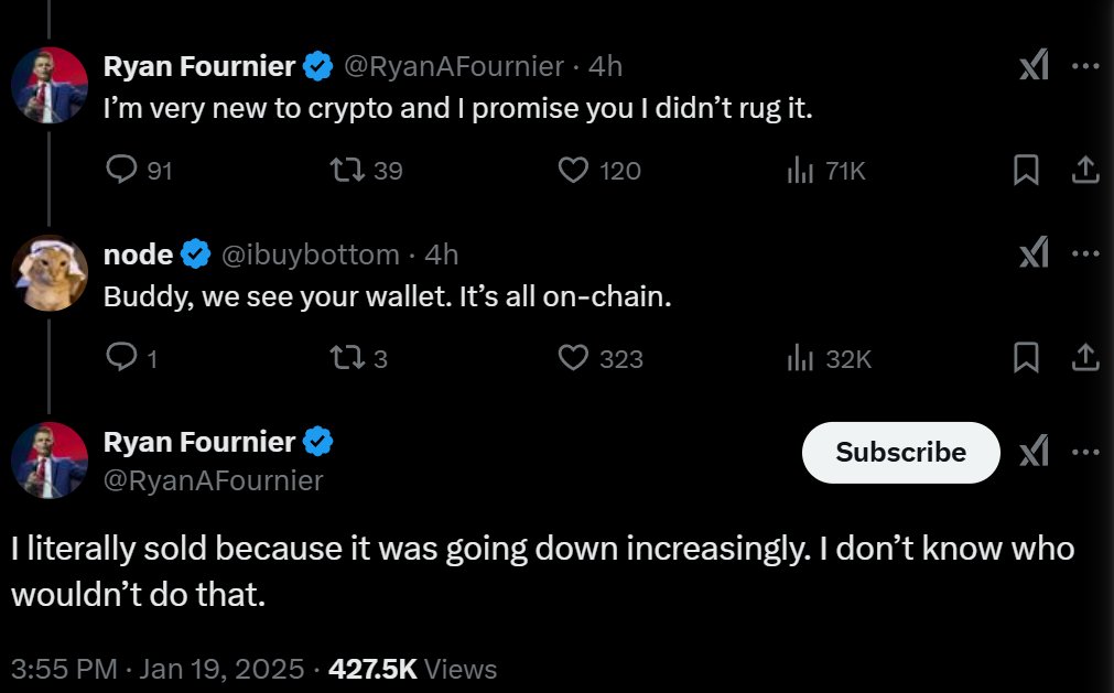 >promotes coin on social media
>immediately sells coin
>"i didn't rug"
>"ok i sold but i don't know who wouldn't"

welcome to the crypto in 2025.