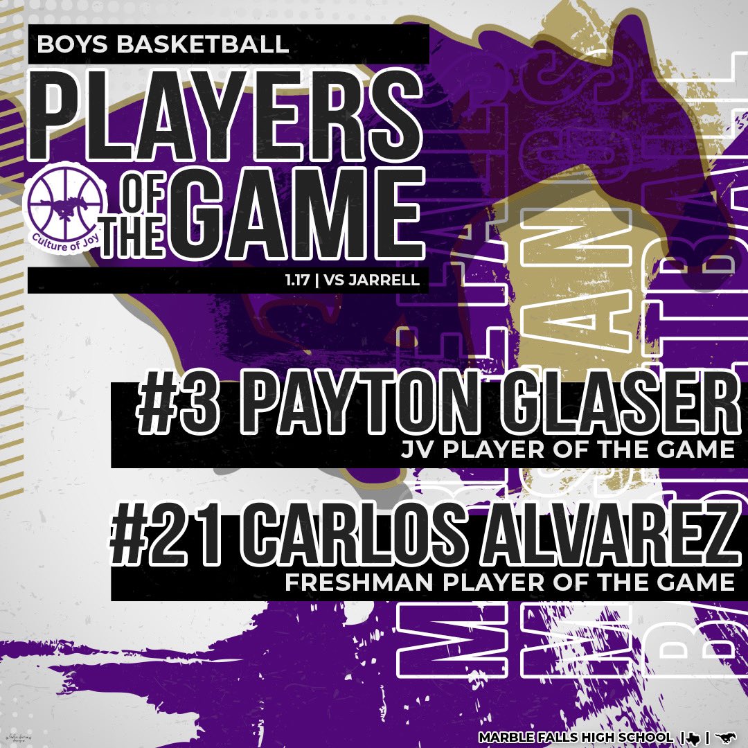 Congratulations to our Players of the Game from Friday night’s game vs Jarrell. #CultureofJoy