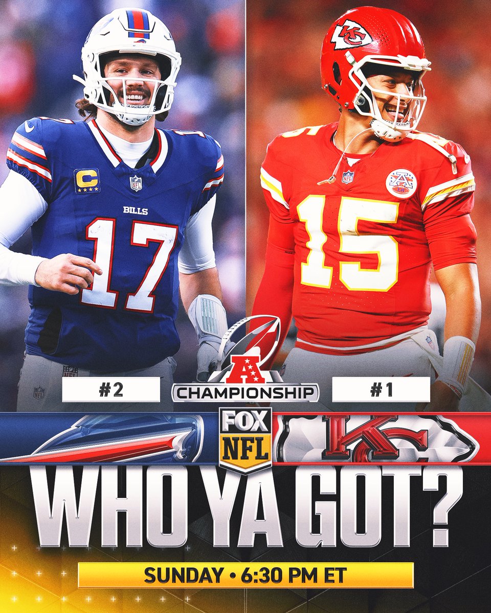 Mahomes. Allen.

Chiefs. Bills.

WHO. YA. GOT!?!?