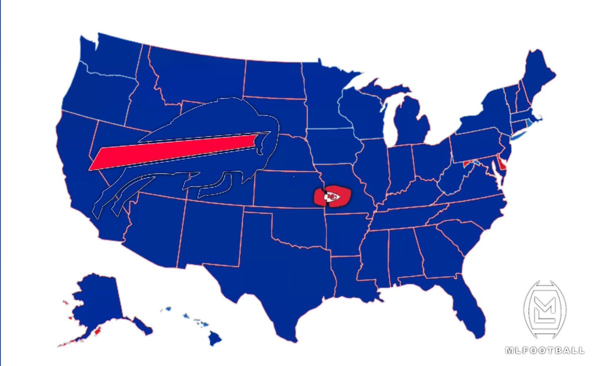 MAP OF WHO THE ENTIRE USA IS ROOTING FOR NEXT SUNDAY.

(📸: <a href="/Dav1dChabot/">David Chabot</a>)