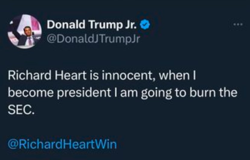 KatieePCrypto's tweet photo. #PulseChain will go viral.

Don Jr just liked a #PulseChain and Richard Heart comment,

We know he follows Richard Heart,

This post was a prophecy.

$HEX https://t.co/qr0wGuMozN