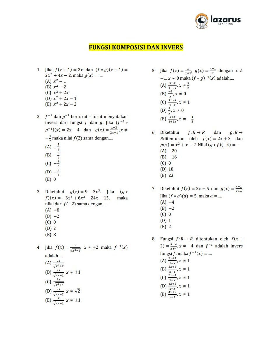 wassupbrodi's tweet image. ﾟ⁠.⁠*⁠･⁠｡ﾟ LATIHAN SOAL SNBT 2025 ━⁠☆
✧  subtest : PK
 ⁠❥⁠  FUNGSI KOMPOSISI &amp;amp; INVERS

pembahasan di up H+1 ya
help like/rt are appreciate 🫶🏻

source : alternatifa
tag ; #studytwt #materidasar #PK #ambisverse

klik #kebunlatsol untuk cek latsol' yg aku sharee 😸😸