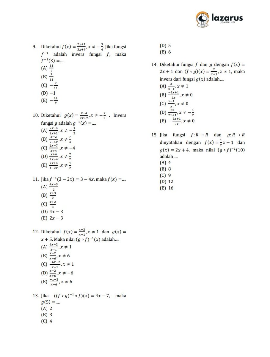 wassupbrodi's tweet image. ﾟ⁠.⁠*⁠･⁠｡ﾟ LATIHAN SOAL SNBT 2025 ━⁠☆
✧  subtest : PK
 ⁠❥⁠  FUNGSI KOMPOSISI &amp;amp; INVERS

pembahasan di up H+1 ya
help like/rt are appreciate 🫶🏻

source : alternatifa
tag ; #studytwt #materidasar #PK #ambisverse

klik #kebunlatsol untuk cek latsol' yg aku sharee 😸😸