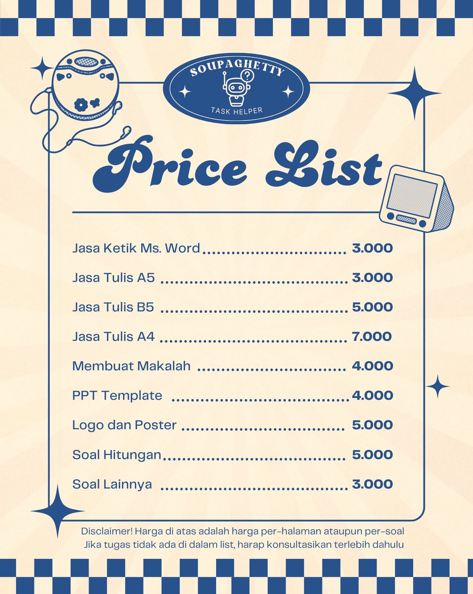 soupaghetty's tweet photo. Hari ini aku open jasa edit foto, joki tugas, jasa tulis tangan, jasa ketik, dan lainnya start from 2k yaa!! ☀️🖍️ https://t.co/Xq3ljFMdXd