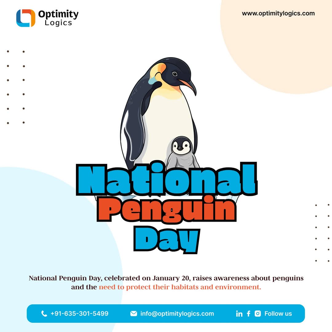 optimitylogics's tweet image. Today, at Optimity Logics, we honor these amazing animals who serve as a constant reminder of the values of flexibility, teamwork, and tenacity.

#NationalPenguinDay #OptimityLogics #WebAppDevelopmentCompany #ProtectOurPlanet #TopRatedItServices