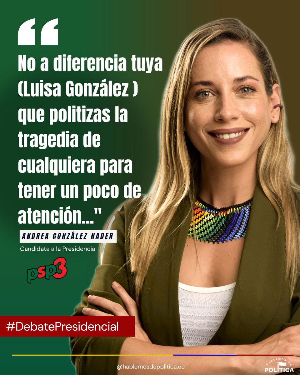 #DebatePresidencial2025 🗳️

<a href="/AndreGonzalezNa/">AndreaGonzalezNader</a> es tendencia luego de su respuesta a <a href="/LuisaGonzalezEc/">Luisa González</a>