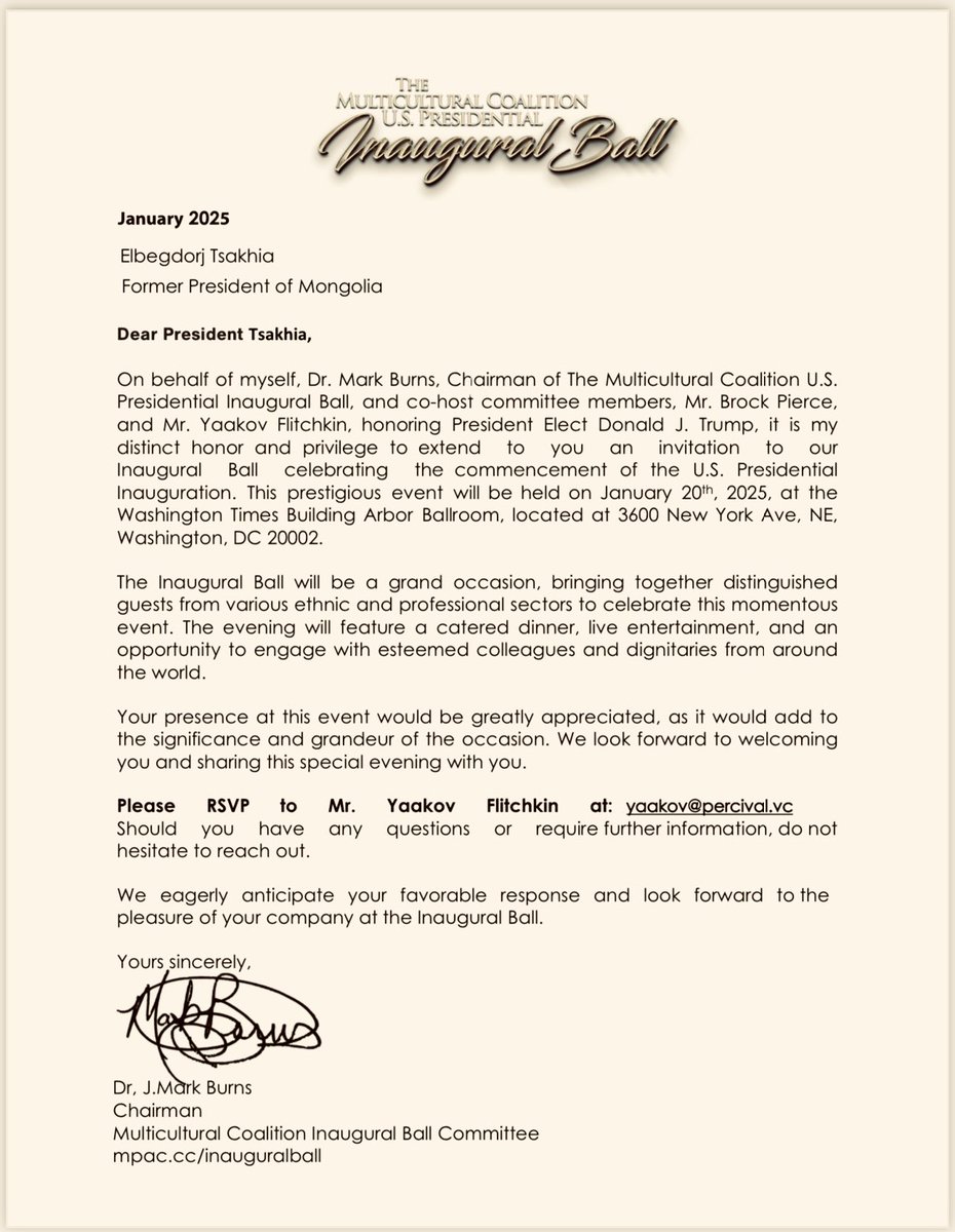elbegdorj's tweet photo. Тангараг өргөх ёслолын "Inaugural Ball" - д уригдлаа. Вашингтонд ирэв. Сайхан л юм. https://t.co/jU275P2wCu