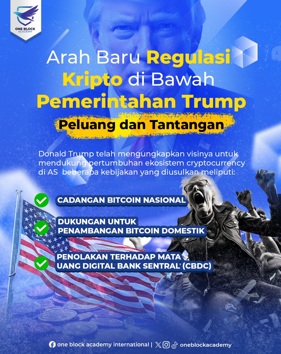 oneblockacademy's tweet photo. Arah baru regulasi kripto dibawah pemerintahan trump
.
.
.

#blockchaintechnology #blockchain #trump #cryptocurrency https://t.co/0Y4QiKginQ