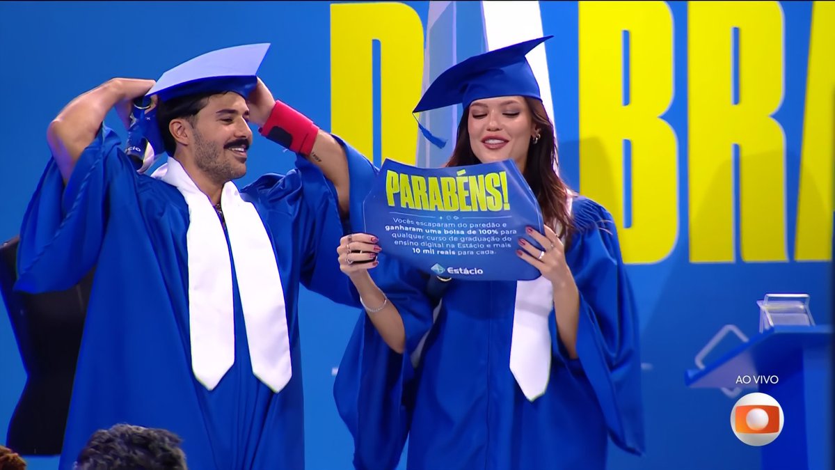 Vitória e Mateus ganharam uma bolsa de estudos 100% na Estácio e mais R$ 10 mil.

#BBB25 #RedeBBB