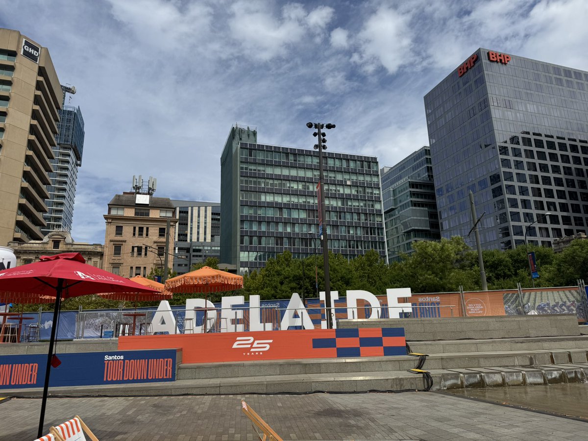 jonluton's tweet image. Lovely morning in Adelaide (thanks to 3pm load in), swim, gym, sauna, went to Tour Down Under cycling village, walked along the river.