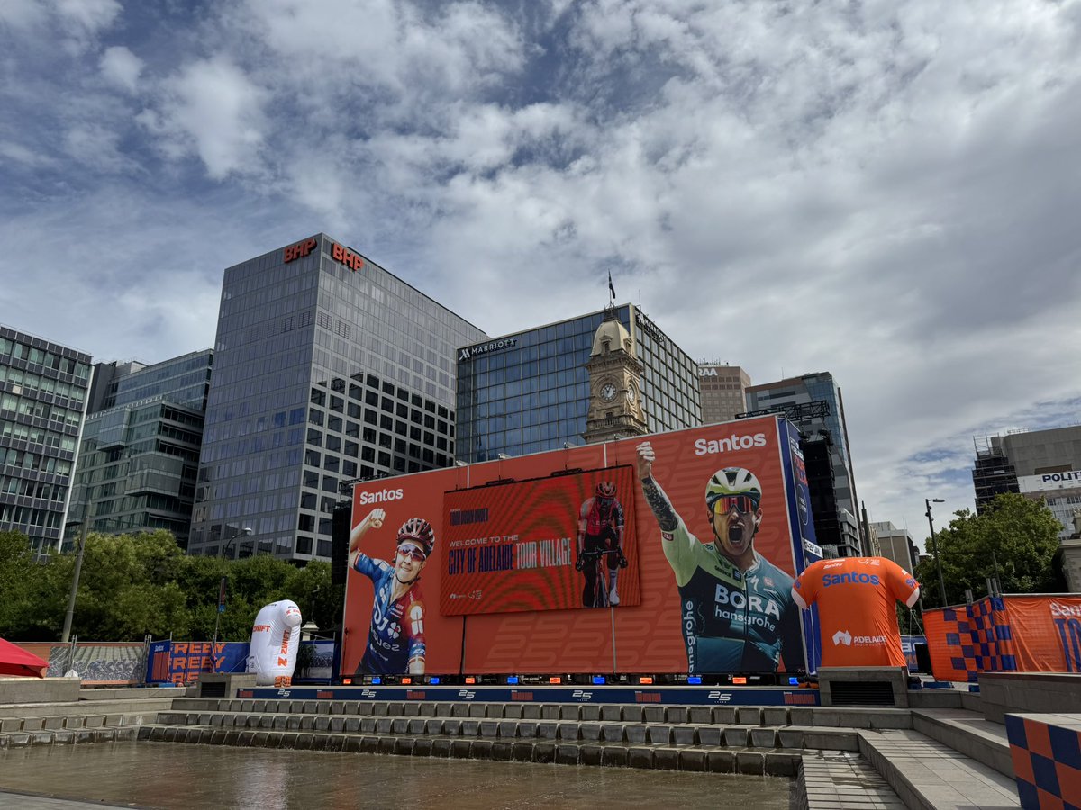 jonluton's tweet image. Lovely morning in Adelaide (thanks to 3pm load in), swim, gym, sauna, went to Tour Down Under cycling village, walked along the river.