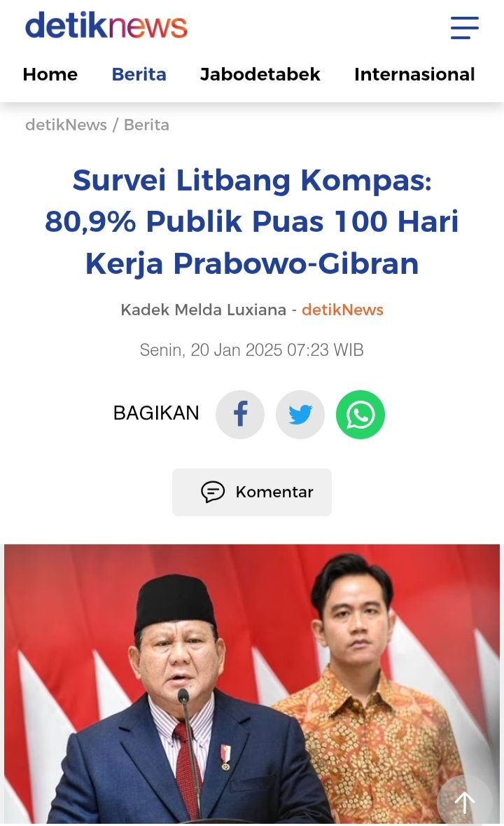 Franken_blues's tweet photo. 80,9% rakyat Indonesia puas atas kinerja 100 hari pemerintahan Prabowo-Gibran.

19,1% yg tdk puas mudah ditebak darimana asalnya. https://t.co/1aOmuakPVN