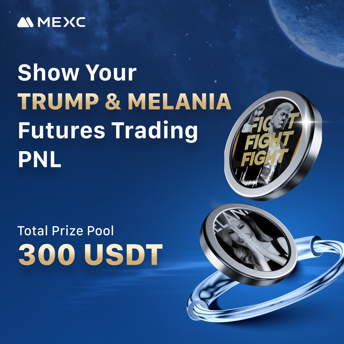 MEXC's tweet photo. 🎁300 $USDT Prize Pool for grabs!

Show the world your profits from trading $TRUMP &amp; #MELANIA futures on #MEXC!

🔹Follow &amp; Repost @MEXC_Official
🔹Share your profit image in the comments
🔹Enter NOW: https://t.co/2orlKgziNL

⏳Ends on Jan 22, 23:59 (UTC) https://t.co/ctCzLbiLuD