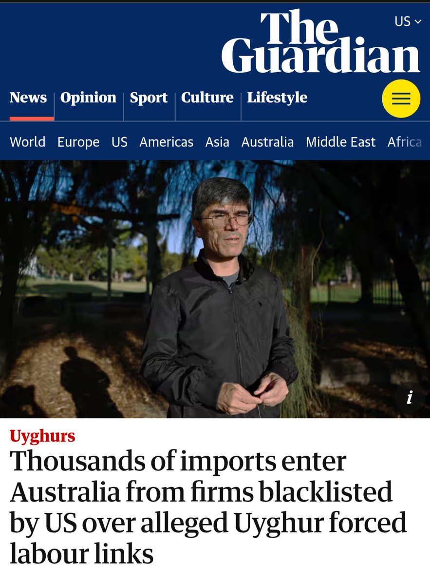 Adrian Zenz (@adrianzenz) on Twitter photo A <a href="/guardian/">The Guardian</a> investigation finds over 3,000 imports into Australia were from companies blacklisted over Uyghur forced labor, the first assessment of the large and growing scale of Xinjiang-linked imports into the country.
Nations that fail to act become complicit. A <a href="/guardian/">The Guardian</a> investigation finds over 3,000 imports into Australia were from companies blacklisted over Uyghur forced labor, the first assessment of the large and growing scale of Xinjiang-linked imports into the country.
Nations that fail to act become complicit.