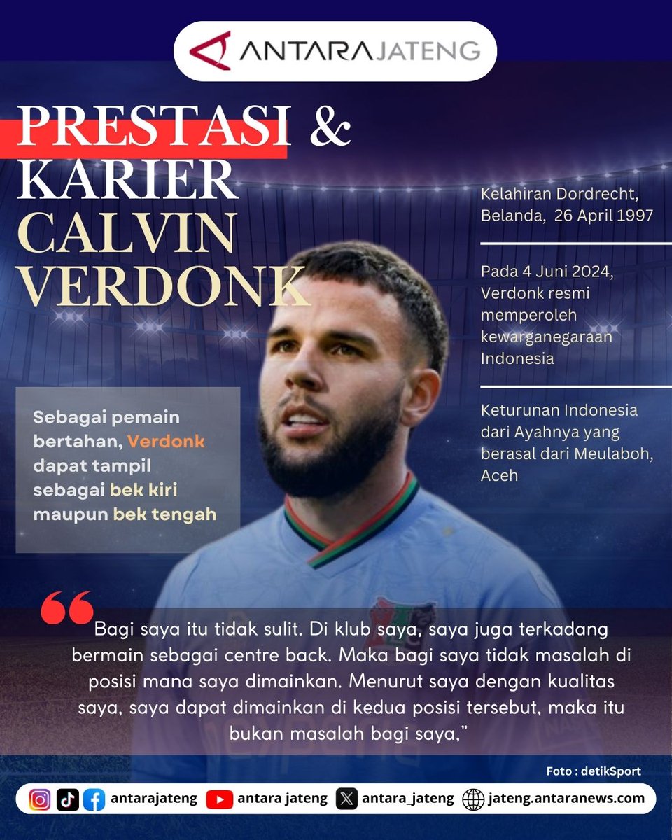 ANTARA_JATENG's tweet photo. Calvin Verdonk. seorang pemain Timnas Indonesia, baru saja mencetak gol untuk klubnya di Liga Belanda. Kira-kira bagaimana perjalanan karier Calvin Verdonk dan juga prestasinya?
Sumber: ANTARA
Grafis: Pandamsuri
#CalvinVerdonk #TimnasGaruda #TimnasIndo #Sepakbola #LigaBelanda https://t.co/tduWiM1haw