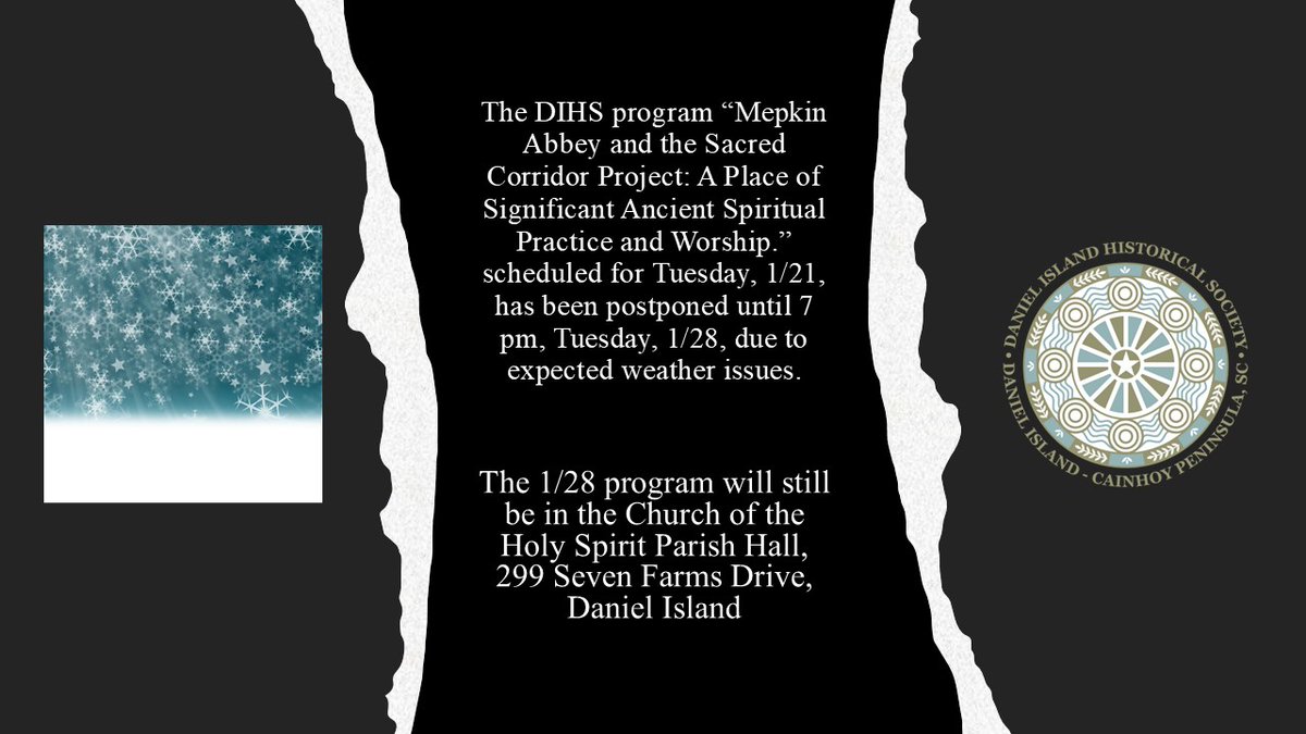 Due to forecasts of severe weather we are pushing back our next program a week.   More at dihistoricalsociety.com/calendar-of-ev…