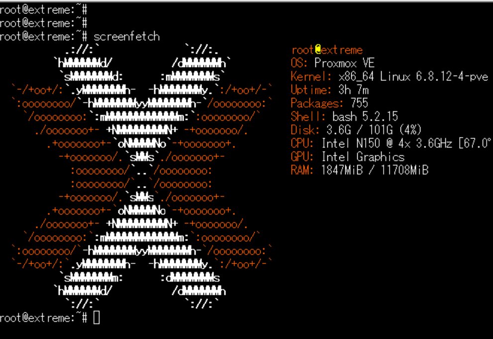 SliceOjisan's tweet image. #screenfetch #proxmox #miniPC