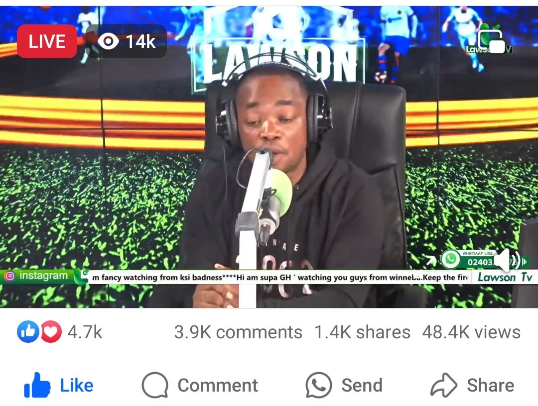 Enocksmith85's tweet photo. He's the best,biggest sport host & presenter in Ghana 🇬🇭 

When he's seated, every other sports show has to pause ⏸️ 

Coming Up.....
LawsonSports at 12:30 pm 🇬🇭👍