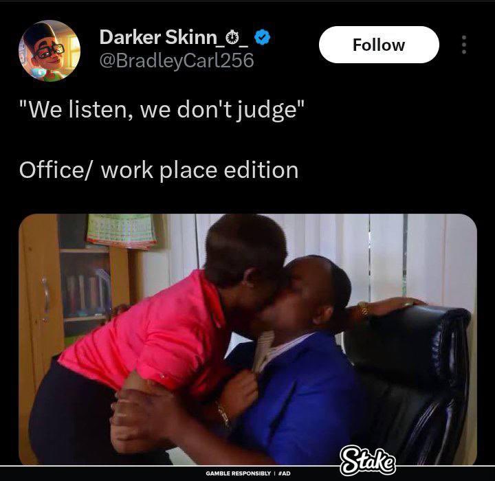 CFC_OBED's tweet photo. We listen , we don’t judge . Work / office edition 

Na so you people dey do for work ? https://t.co/xf8VYxzV6q