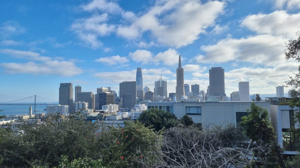 amerour's tweet photo. This is the Salesforce Tower in San Francisco, and it’s absolutely gigantic.

With 61 floors and standing 326 meters tall, it’s one of the most iconic features of SF’s skyline—and the tallest building in the city.

Fun fact: it’s also the final work of renowned architect César Pelli to be completed in his lifetime.

As I was looking up at it, I was thinking "In a post-COVID world, how much of that space is actually being used?"

Remote work is here to stay and AI will make companies smaller ... so what's the future for buildings like this? 🤔