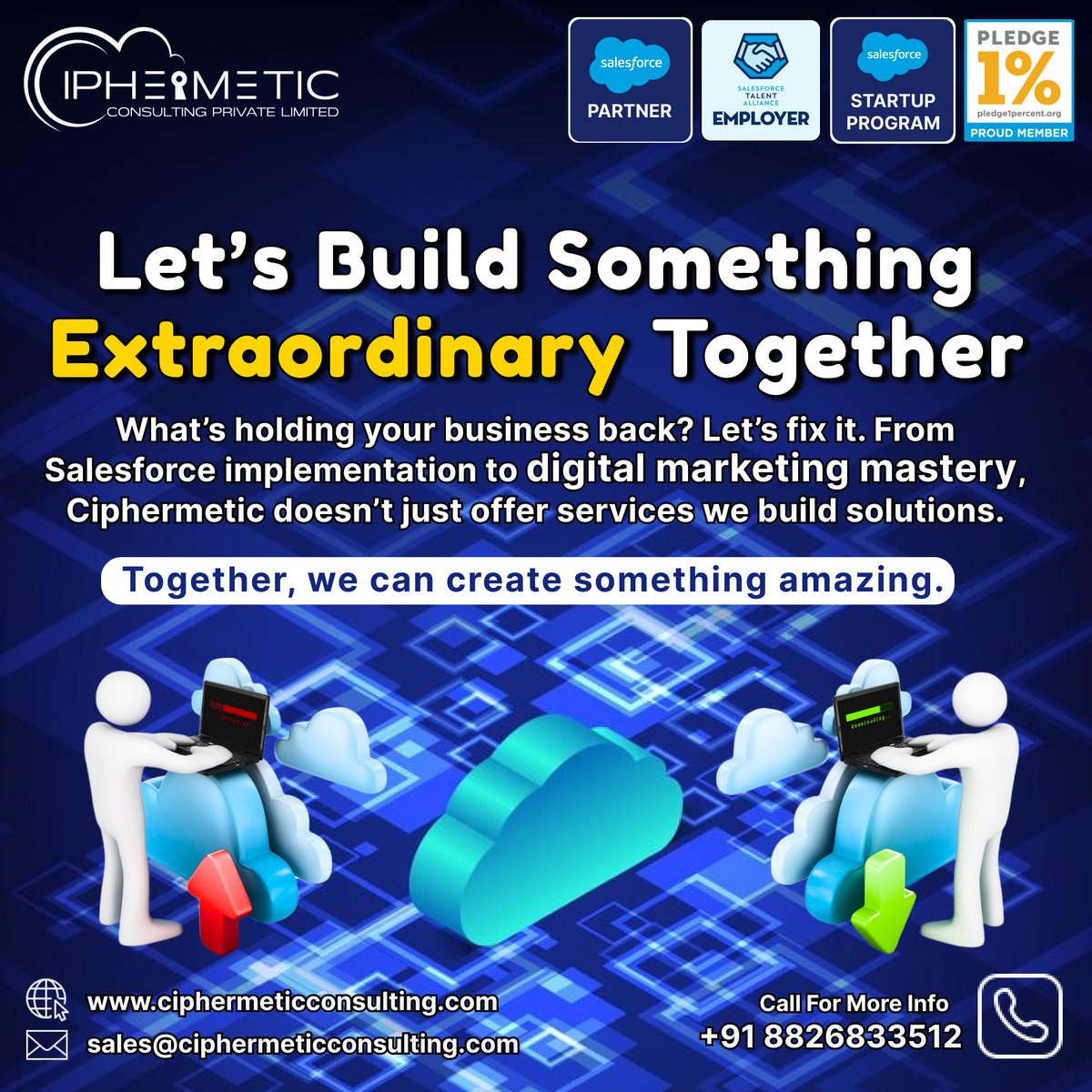 "🚀 Turn challenges into opportunities with Ciphermetic! From seamless Salesforce solutions to digital marketing mastery, we build strategies that empower your growth. 💼✨

Let’s create something extraordinary—together! 🌟

#BusinessGrowth #SalesforceExperts #DigitalMarketing
