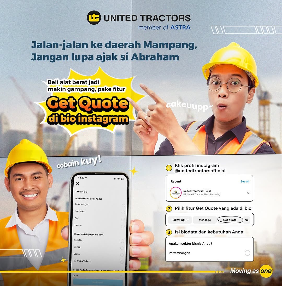 Ini kan yang Sobat UT mau?  🙃✌🏻

Pengajuan pembelian unit alat berat gak pake RIBET, cuman modal klik klik klik~

Kuy, langsung cobain fiturnya, gampang banget soalnya! 😁

#GetQuote #UnitedTractors #MovingAsOne #JualAlatBerat #DistributorAlatBerat