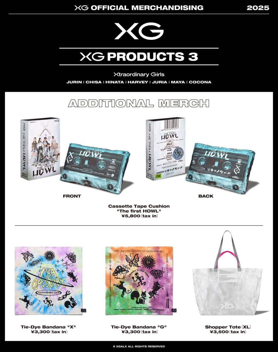 XGOfficial_'s tweet photo. 【New Release】XG 1st WORLD TOUR “The first HOWL” MERCHANDISE Information!

https://t.co/3oIQSxMMPh

#XG_1stWORLDTOUR
#ThefirstHOWL
#XG #XGALX https://t.co/vjCpEcKPTz