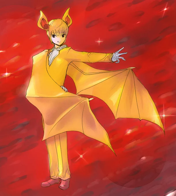 MOTH◯R3より、コ◯モリさまの擬人化。バトルBGMとか背景がやけにゴージャス感ある敵キャラ 