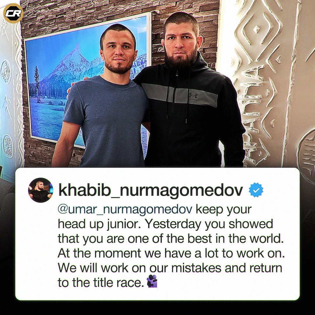 ufhype's tweet photo. Khabib reacts to Umar Nurmagomedov's loss at #UFC311 "Umar keep your head up junior. Yesterday you showed that you are one of the best in the world." 🙏 (via. IG / @TeamKhabib) #UFC #MMA #UltimateFightHype https://t.co/xUuN7e25wV