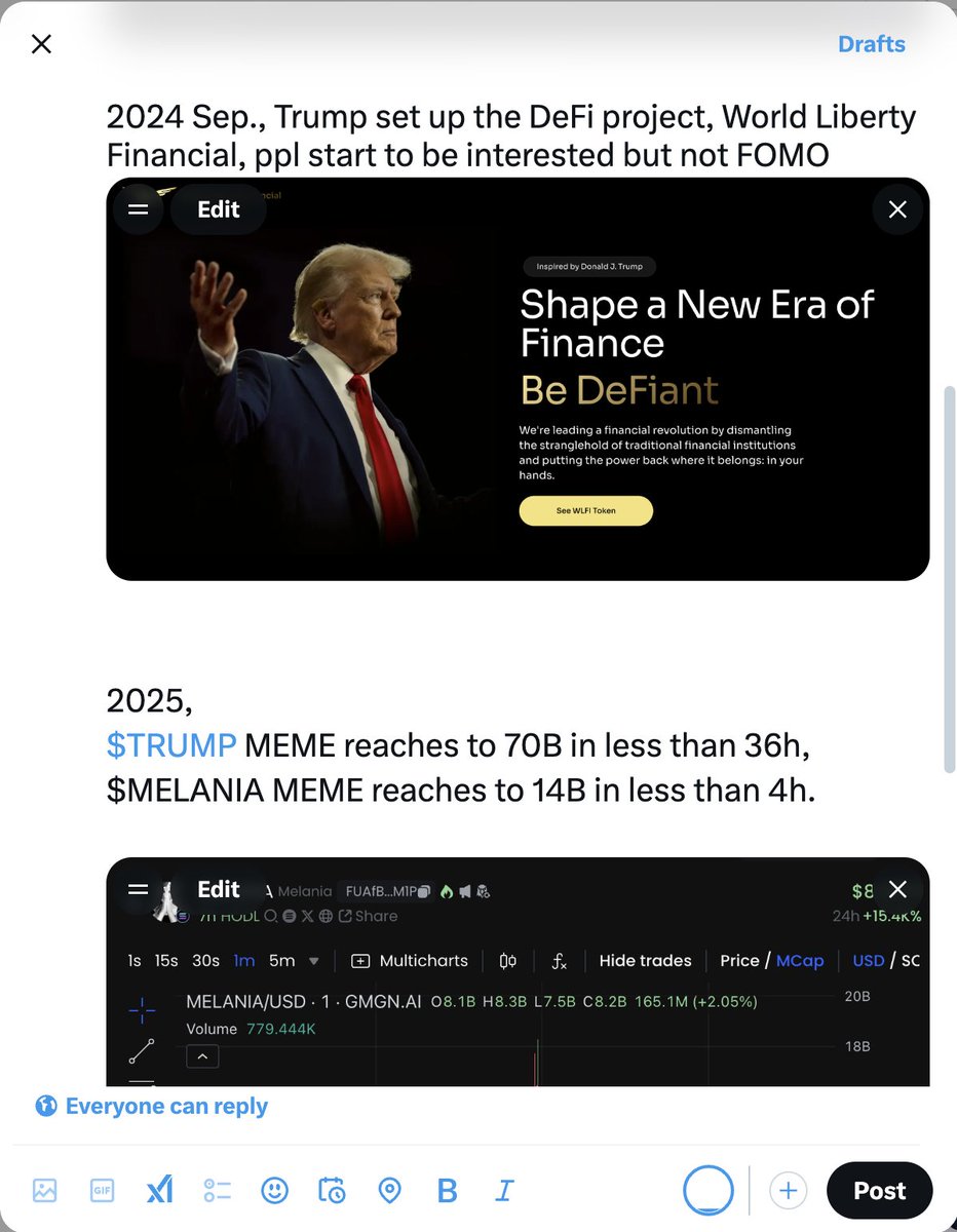 Even a president had to deploy so many tokens to achieve success—How can you stop? $TRUMP

BTW, isn't X Free Speech, why can't I post it? <a href="/elonmusk/">Elon Musk</a>