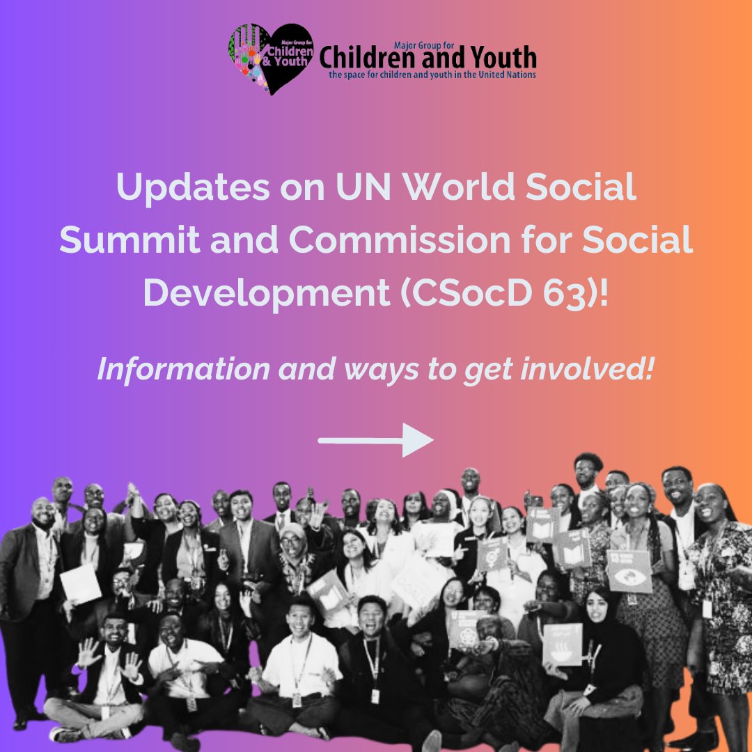 UNMGCY's tweet photo. 🚀 🌍 Discover the latest updates &amp; opportunities to get involved in the *2nd UN World Social Summit* and *CSocD-63*! 🌟 Your voice matters! 🗣️💡  

📖 All details available on 👉 🔗https://t.co/ATkgxFSb5c

#PowerInYouth 🌐💪 https://t.co/fLjoWPeiyE