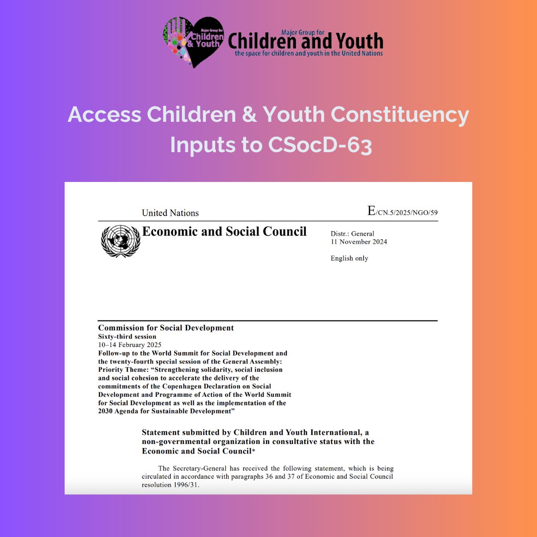 UNMGCY's tweet photo. 🚀 🌍 Discover the latest updates &amp; opportunities to get involved in the *2nd UN World Social Summit* and *CSocD-63*! 🌟 Your voice matters! 🗣️💡  

📖 All details available on 👉 🔗https://t.co/ATkgxFSb5c

#PowerInYouth 🌐💪 https://t.co/fLjoWPeiyE