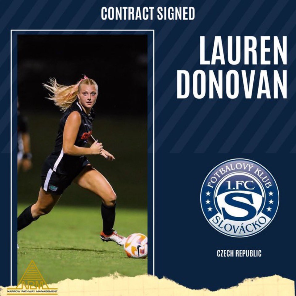 Narrow Pathway Management (@npathwaymgmt) on Twitter photo BREAKING ✍🏻: <a href="/laurendon11/">Lauren Donovan</a> (<a href="/GatorsSoccer/">Gators Soccer</a>) signs first professional contract with 1. FC Slovacko in the Czech Republic.
#NPMGMT #NPM #NPMSports #EnvisionPlanExecute #GoGators🐊 BREAKING ✍🏻: <a href="/laurendon11/">Lauren Donovan</a> (<a href="/GatorsSoccer/">Gators Soccer</a>) signs first professional contract with 1. FC Slovacko in the Czech Republic.
#NPMGMT #NPM #NPMSports #EnvisionPlanExecute #GoGators🐊