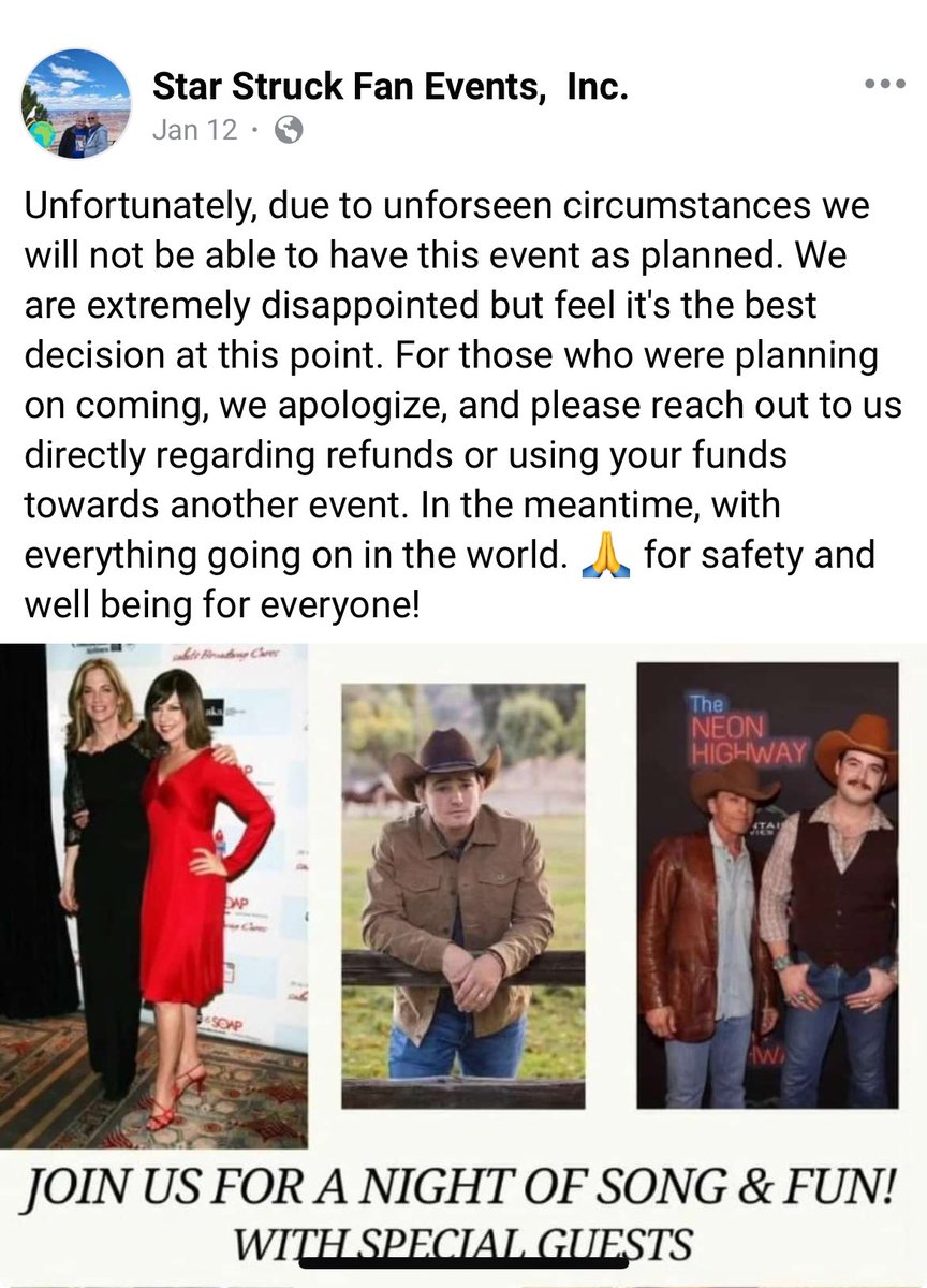 FYI: <a href="/KassieDePaiva/">Kassie DePaiva</a> &amp; Friends hanging out &amp; singing in Pigeon Forge, TN, on February 22-23 has been canceled.  #OLTL #GH #DAYS #GL