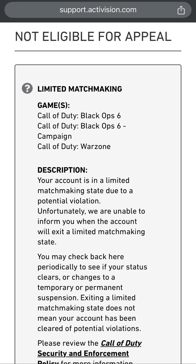 Day 50 of Limited Matchmaking. <a href="/Activision/">Activision</a> <a href="/ATVIAssist/">Activision Support</a> <a href="/ATVI_AB/">Activision Blizzard</a> <a href="/Blizzard_Ent/">Blizzard Entertainment</a> <a href="/Treyarch/">Treyarch</a> <a href="/ShanieceSaysHey/">Shaniece</a> - any answers anyone?