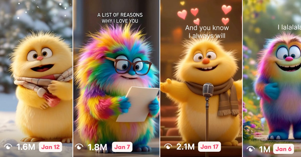 Our shorts are getting millions of views every other day, fully organically. Who can resist little fluffly love bombs? The world is better with #TheFuzzlets in it.  instagram.com/ministudio.ai