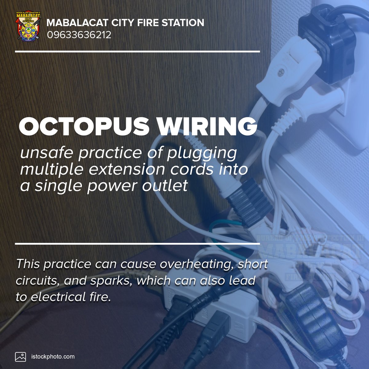 mabalacatcityfs's tweet photo. Fire Safety Tips
📷 Electrical Safety Alert: Avoid the dangers of 'octopus wiring' in your home or workplace.

In case of fire or any other emergencies, please call:
Mabalacat City FS
09633636212
-----------------------------
Sama-sama sa Ligtas at Modernong BFP Central Luzon. https://t.co/gCXzKtbEKg
