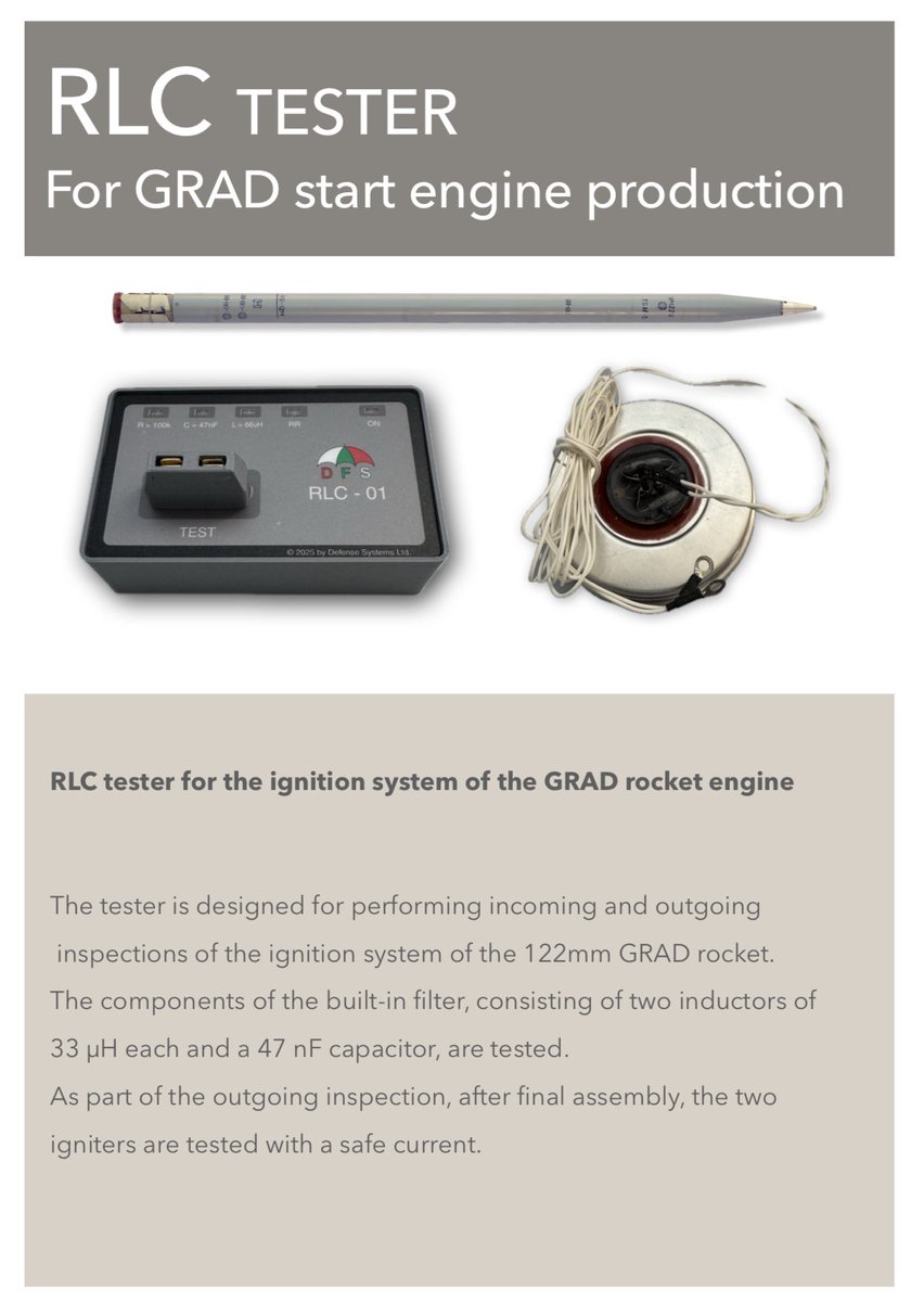 Hyperiondefence's tweet photo. Introducing the RLC Tester for GRAD 122mm Rocket Engine inspection of the ignition system for the 122mm GRAD rocket engine. 
https://t.co/14q1Sy6224

#DefenseTechnology #GRAD122mm #RocketIgnitionSystems #Innovation #122mm #rocketEngineeringSolutions #AerospaceEngineering https://t.co/zRmG9QYRtK