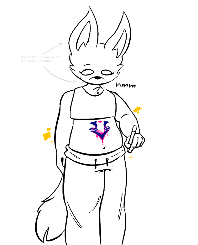 A while back I found some body art pens I used to use years back and they're still perfectly good so I drew a goat symbol on my stomach.