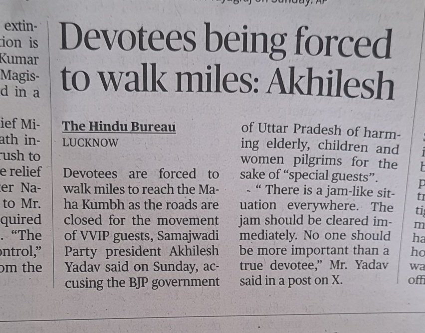bijumanvya's tweet photo. @yadavakhilesh ji the public is always wasting time on road for the VIP convoys, even yours too, on a normal day. Yet you talking about this Kumbh? Cheap politics 😡 @BJP4India https://t.co/J8Vioca5rw