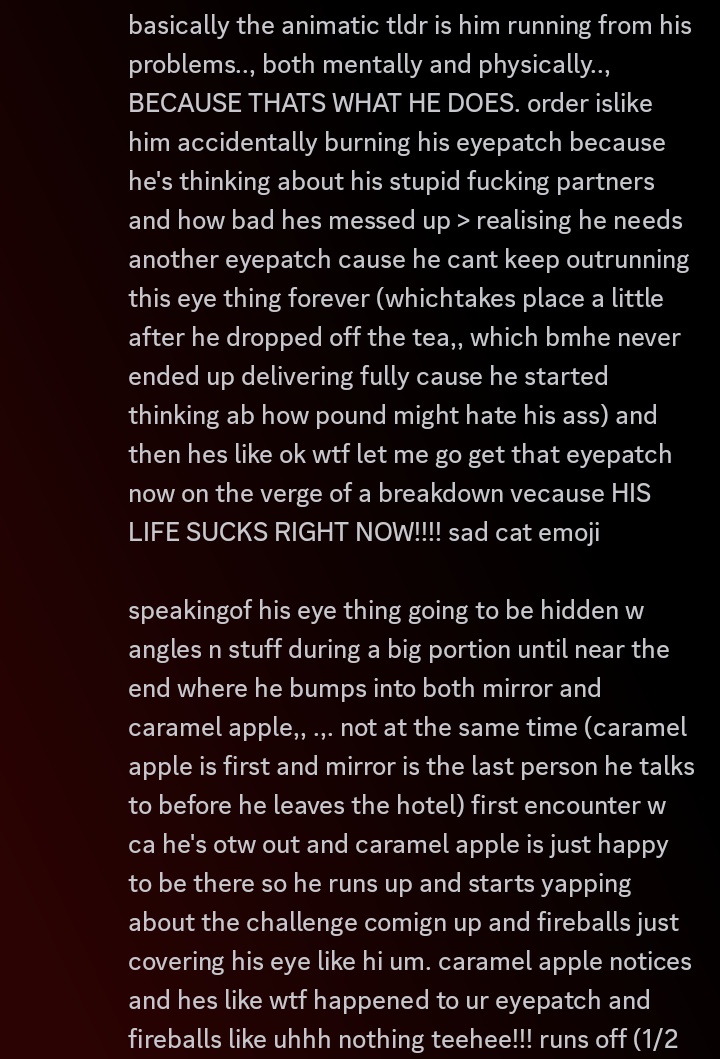 berryjokes's tweet image. since im cancelling my animatic plans for parody (fireball), heres what i did so far + the general plan!

he was going to be written VERY insecure about his eye problem, which he's actually had since he was younger. always wore contacts! both eyes. he left to get a replacement.