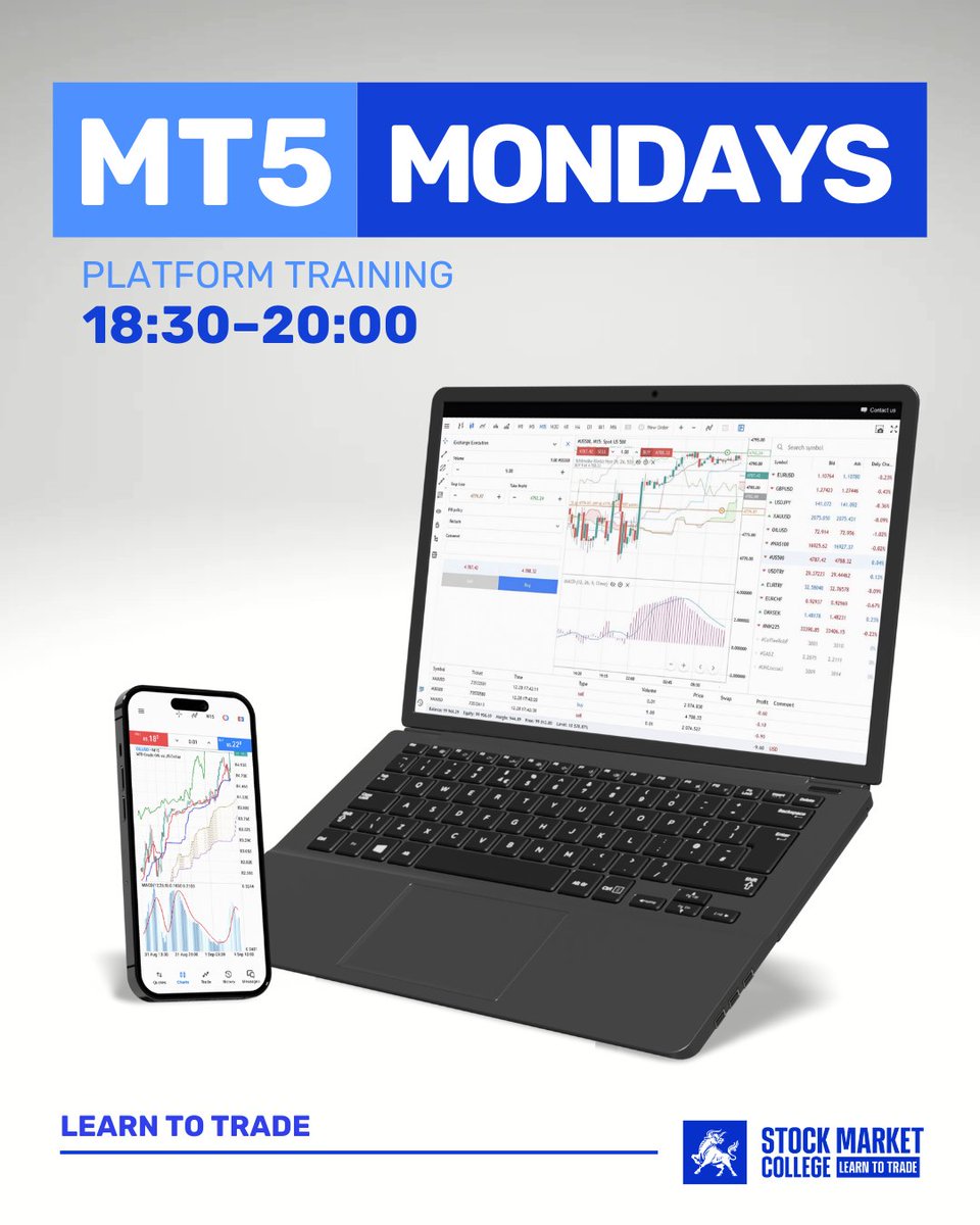 StockMarketClg's tweet photo. Master the MT5 platform & boost your trading skills! Join our exclusive training to learn the ins & outs of MT5, empowering you to make smart decisions & seize market opportunities.
Book your spot for Monday’s event: https://t.co/VmU4jC3Bcu
#learntotrade #mt5 #tradingworkshop https://t.co/841o3sRhKT