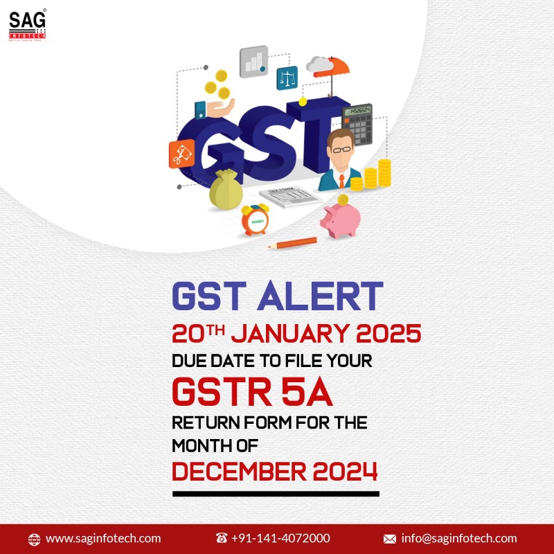 gsthelpline's tweet photo. Today is the due date to file your GSTR-5A return for December 2024.
#gst #duedate #duedatemonth #GSTReturnFiling #DueDateReminder #gstr5A