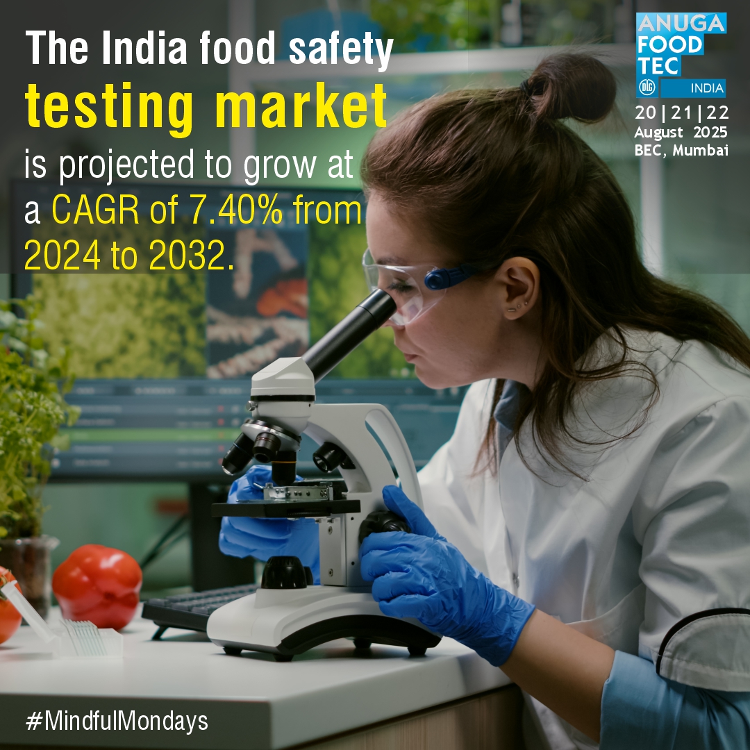 IndiaFoodtec's tweet photo. With the India food safety testing market set to grow at a CAGR of 7.40%, now is the time to showcase your innovations at Anuga FoodTec India!

 Book your stall: https://t.co/UZDILTZTfv
 2024 Post Show Report: https://t.co/pvghiwDvkm 

#AFTI2025 #FoodSafety #Showcase https://t.co/z6JoScyo9v