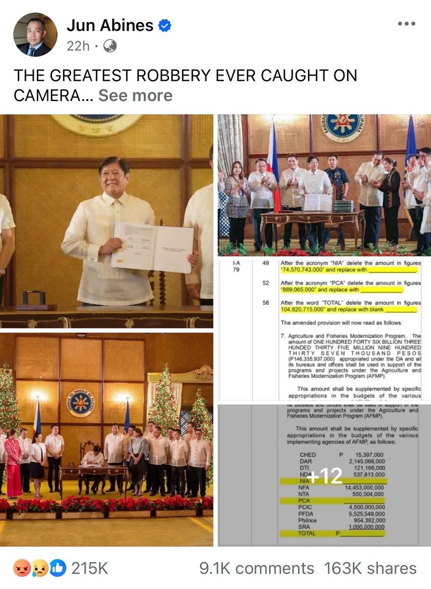 jesusfalcis's tweet photo. THE MOST VIRAL FAKE NEWS OF 2025 (yet)

DDS blogger Jun Abines and ex-President Du30 should be prosecuted for fake news under the Revised Penal Code’s section on false publications and/or false utterances.

I looked at the 2025 Budget sa website ng Department of Budget and Management and I looked at the agencies na sinasabing may blank spaces or blank check at WALA AKO NAKITANG BLANK.

Jun Abines’ post has over 200k likes and over 150k shares - the most viral fake news launched by the Dutertes yet.

The allegations initially sounded incredible but also believable - the DDS and Du30 are banking on the Marcoses being known to be corrupt.

It’s easy to debunk by people in government and people who know how to fact check - but what about the people who just like clicking online and are mindless DDS zombies?

Duterte is really trying to stir propaganda against the Marcoses either to lay the basis for their ouster and/or ensure Sara Duterte will be in a winning position in 2028.

If BBM and Bersamin and the Marcoses and their allies do not do anything to actually stop the fake news and propaganda of the Dutertes, they will meet the same fate as the Aquinos whose legacy have been tarnished by historical revisionism.

How ironic that the Marcoses who are beneficiaries and instigators of fake news and historical revisionism will also be victims of fake news… unless they actually do something about it.

Kasuhan ang mga DDS bloggers na nagkakalat ng fake news. Kasuhan at ikulong si Du30.

That’s the only option for the Marcoses.

Kadiliman vs Kasamaan, FIGHT!

#NoToFakeNews