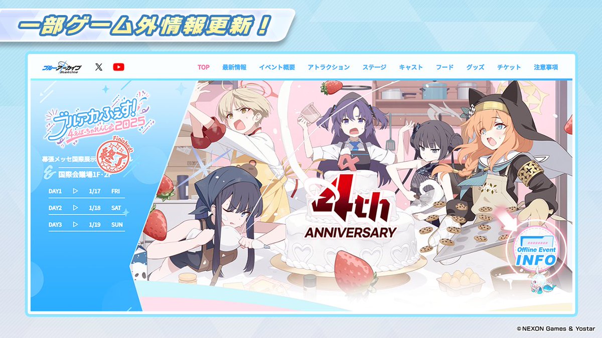 4th アニバーサリー】 4周年記念特設サイトにて、一部ゲーム外情報を