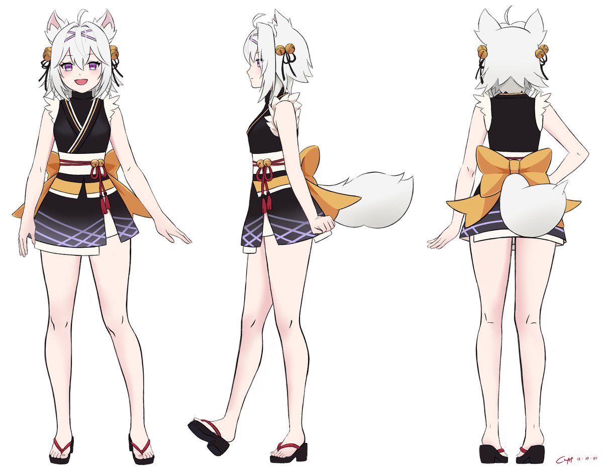 SpeedHunter020's tweet photo. This is a reference sheet for Filian's kimono outfit with variations on her hair, legware, and footware.  This is one of my favorite outfits, and I definitely should get more art of Filian in this. I commissioned this from @Chapp3rrr !
#filianIsArt https://t.co/YB09PPpfVf