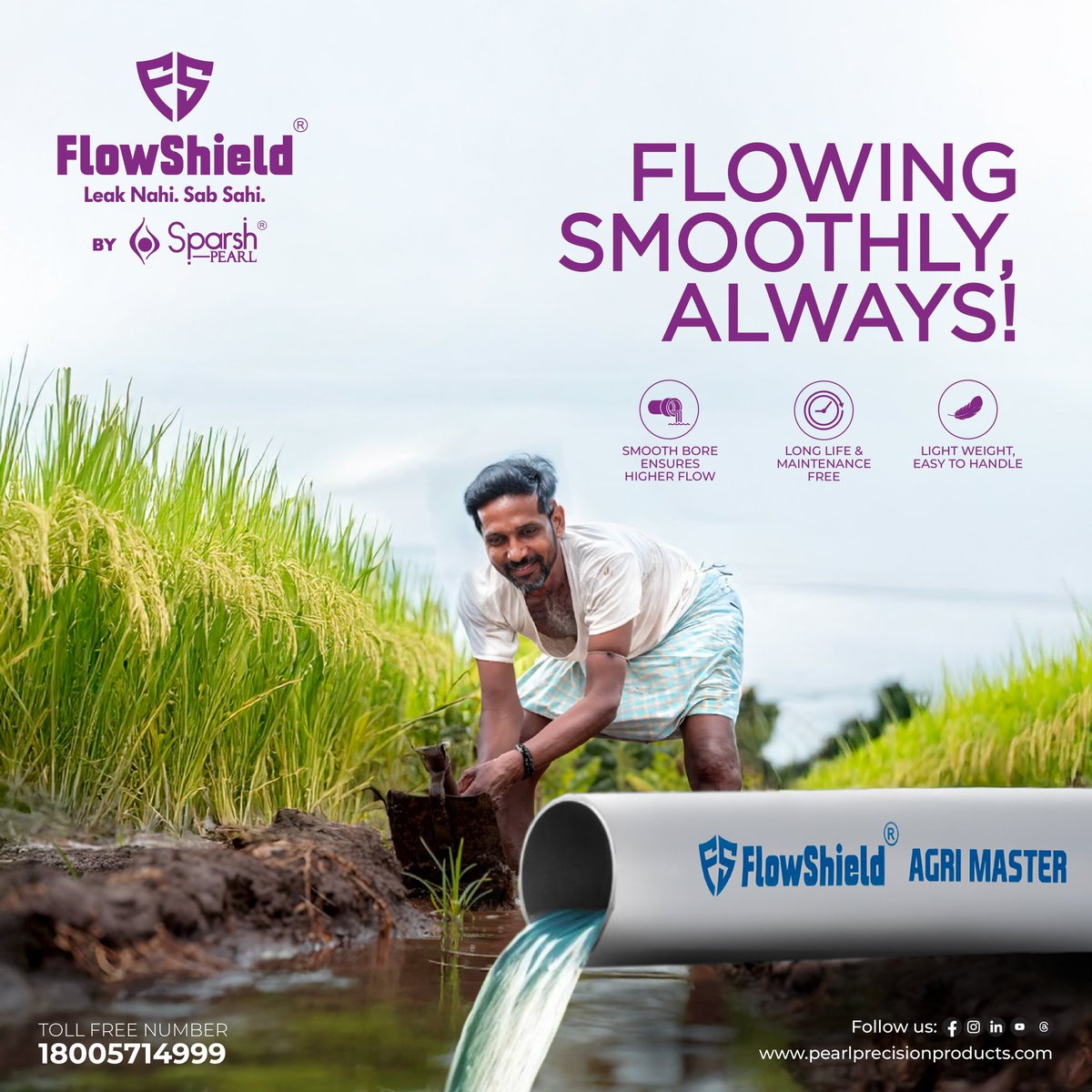 SparshPearl's tweet image. Strength you can trust, the partner for every field - FlowShield&apos;s Agri Pipes.

#sparshpearl #FlowShield #pipes #leaknahisabsahi